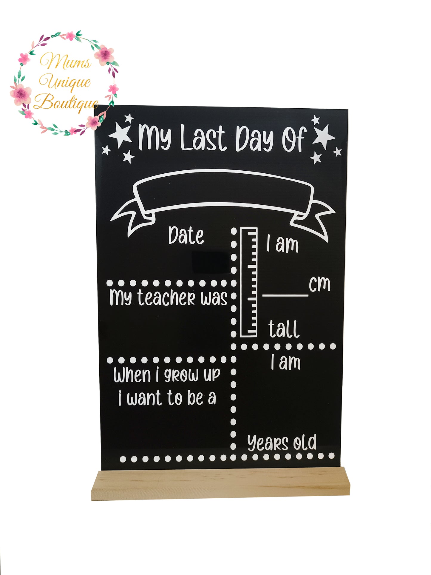 First Day of School/Daycare Dots Chalk Board with Ruler My Teacher Stars