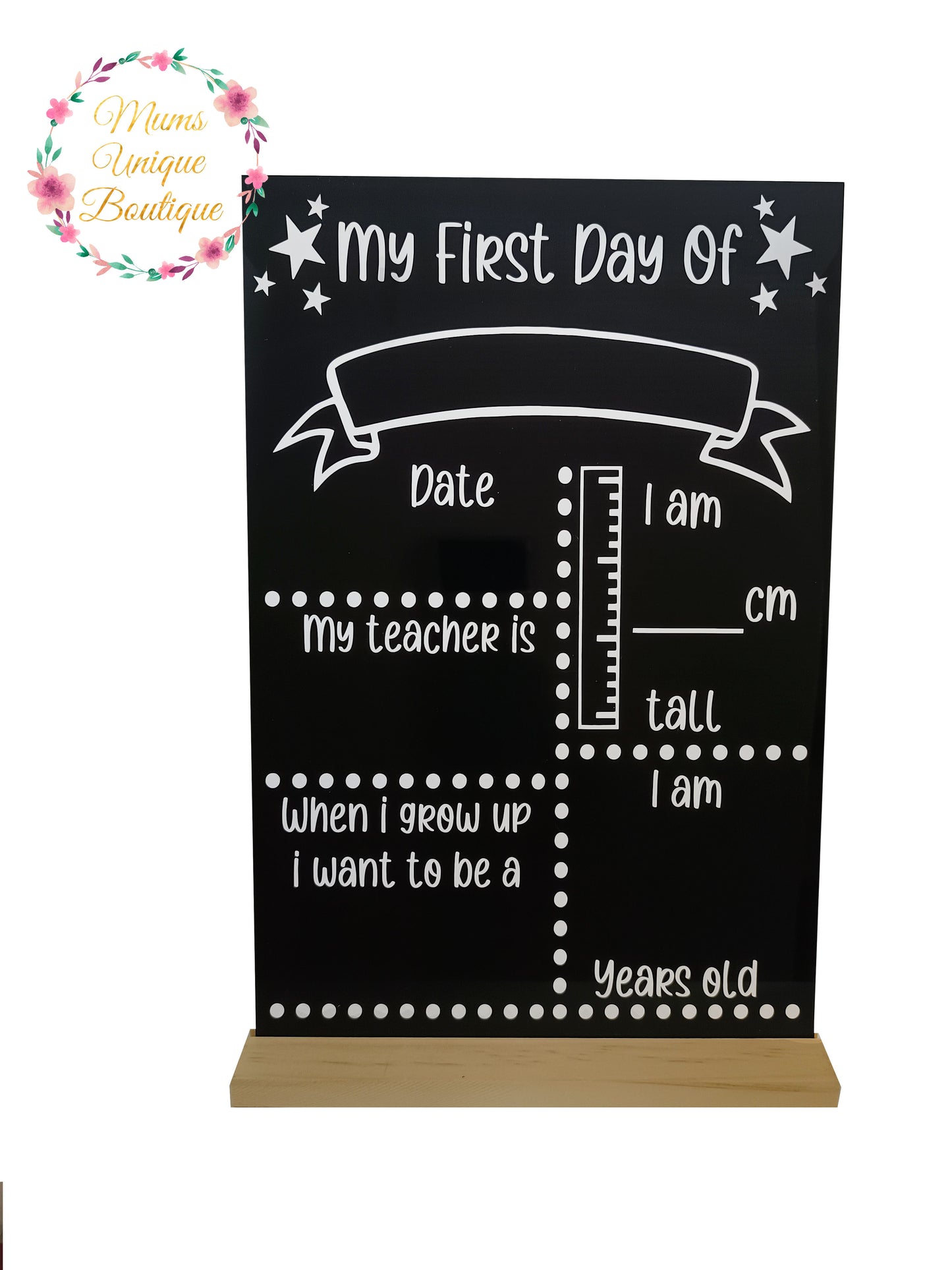 First Day of School/Daycare Dots Chalk Board with Ruler My Teacher Stars