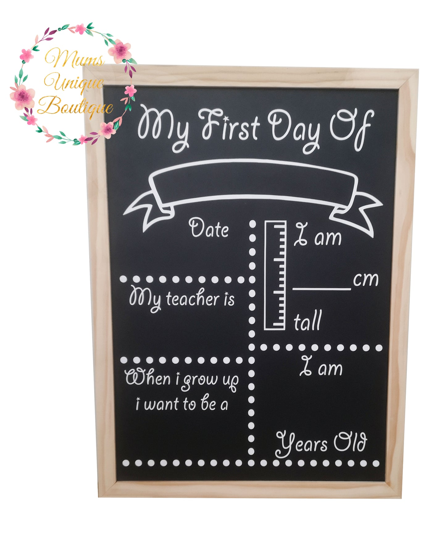 First Day Of School Chalk Board Dot Design - Large