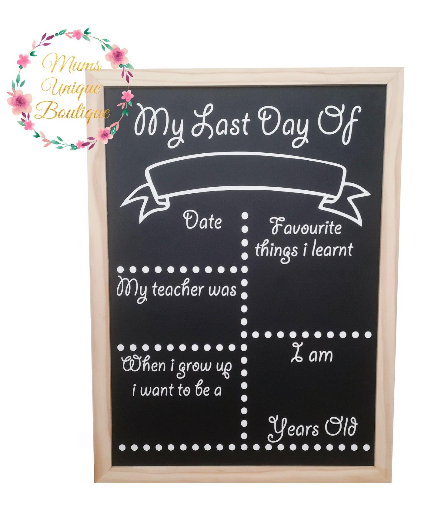 First Day Of School Chalk Board Dot Design - Large