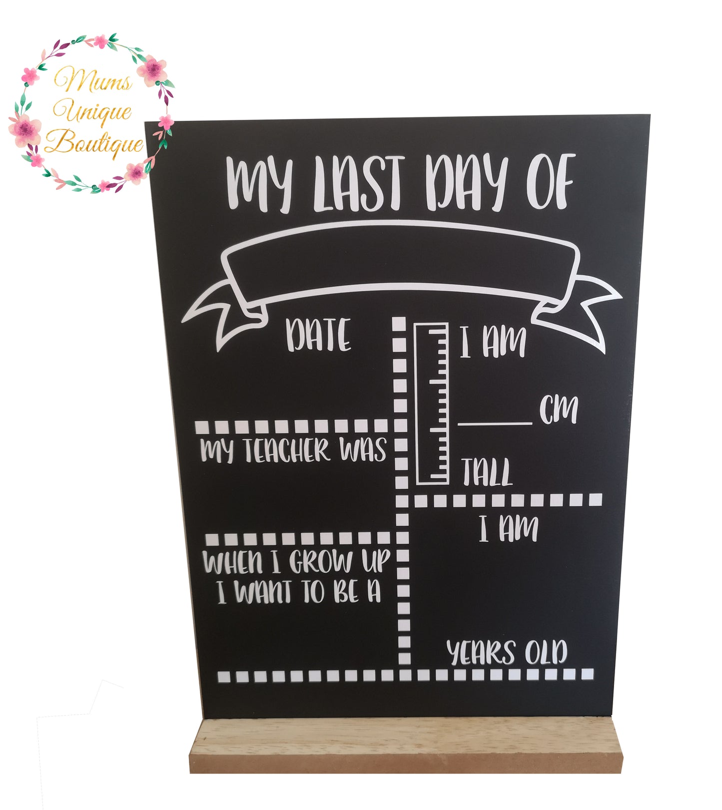 First Day of School/Daycare Dots Chalk Board with Ruler My Teacher - Square Design